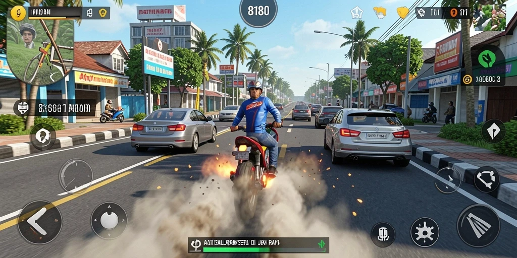 Screenshot gameplay 8180 dengan aksi balapan yang mendebarkan.