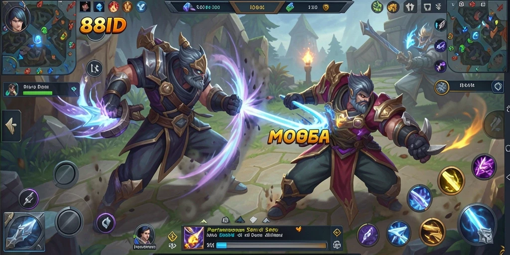 Tangkapan layar 88ID menampilkan pertarungan seru di arena MOBA.