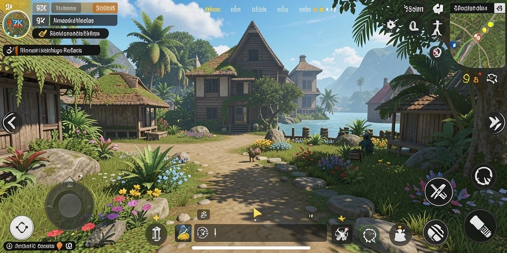 Screenshot gameplay <strong>9ZK</strong> menampilkan dunia simulasi yang kaya dan interaktif.