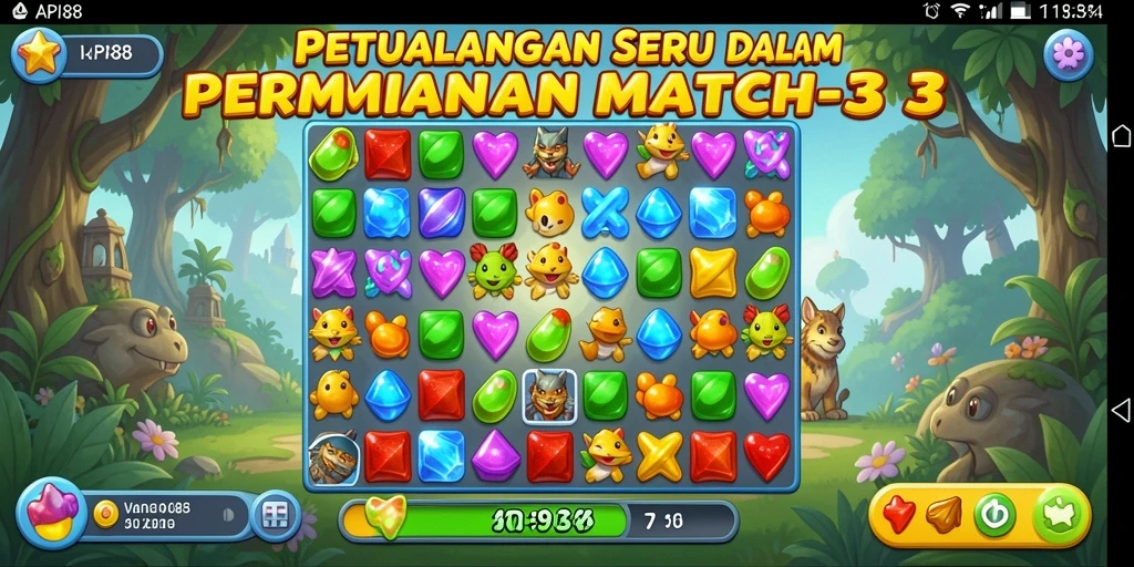 Tampilan gameplay seru di API88 dengan tantangan Match-3.