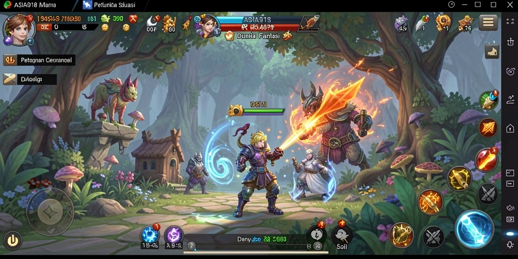Tampilan gameplay seru yang menggambarkan petualangan di dunia fantasi.