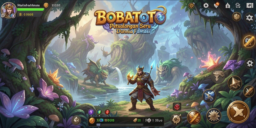 Tampilan gameplay seru BOBATOTO di dunia petualangan yang berwarna.