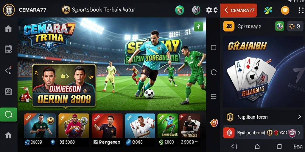 Tampilan antarmuka aplikasi CEMARA77 yang menarik dan intuitif untuk taruhan Sportsbook.