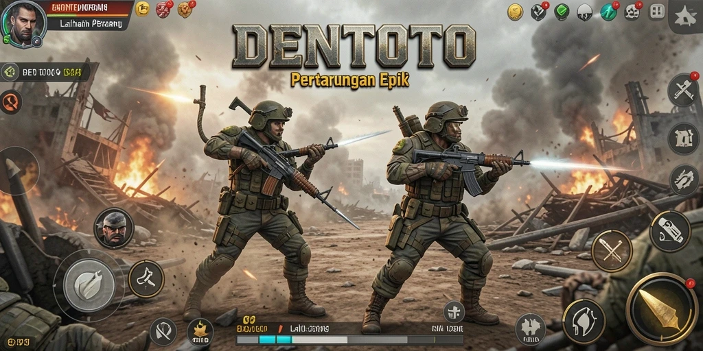 Screenshot DENTOTO menampilkan aksi pertarungan yang intens dan mendebarkan.