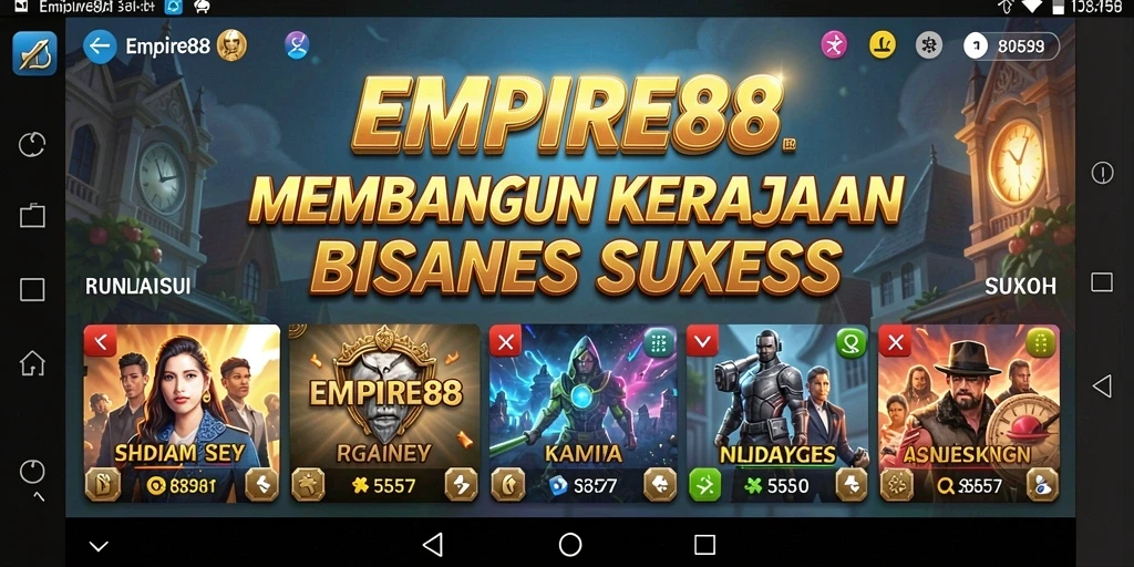 Screenshot gameplay EMPIRE88 menampilkan keseruan membangun kerajaan bisnis.