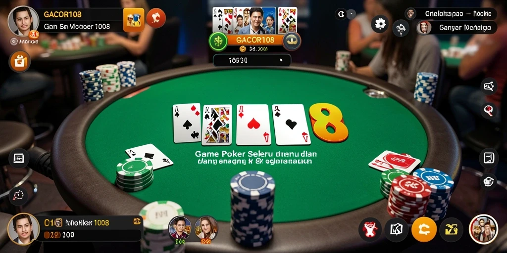 Screenshot GACOR108 menampilkan gameplay Poker yang seru dan interaktif.
