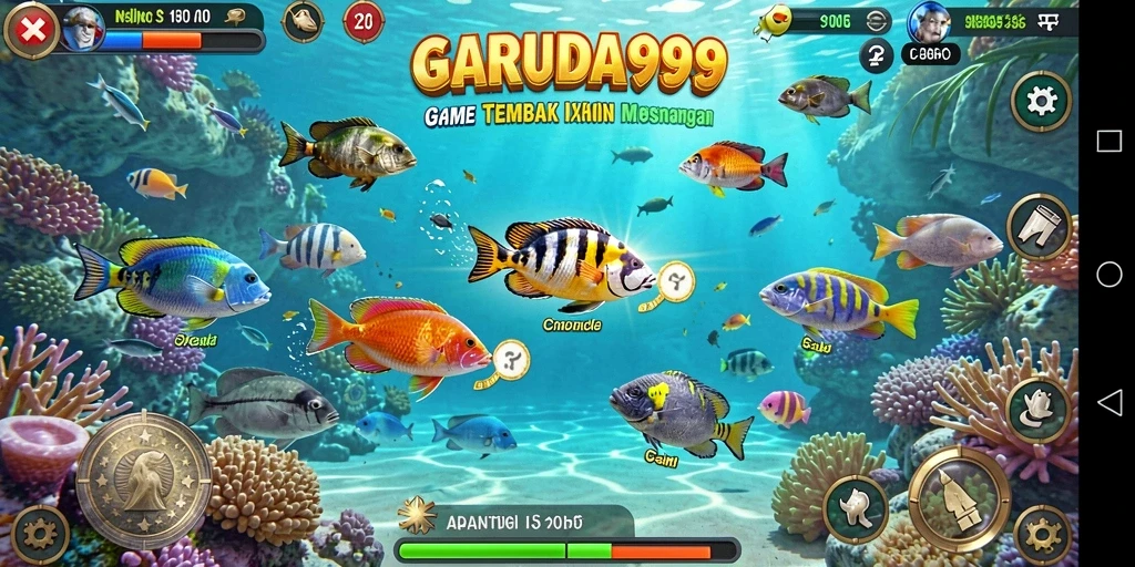 Tangkapan layar gameplay Tembak Ikan GARUDA999 yang menarik dan seru.