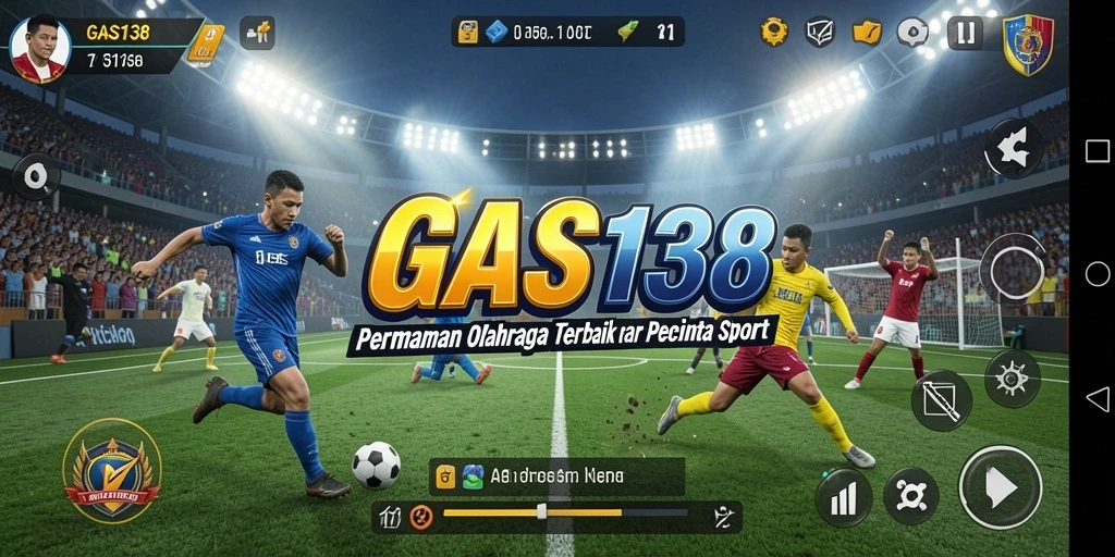 Screenshot utama menampilkan aksi seru game olahraga.