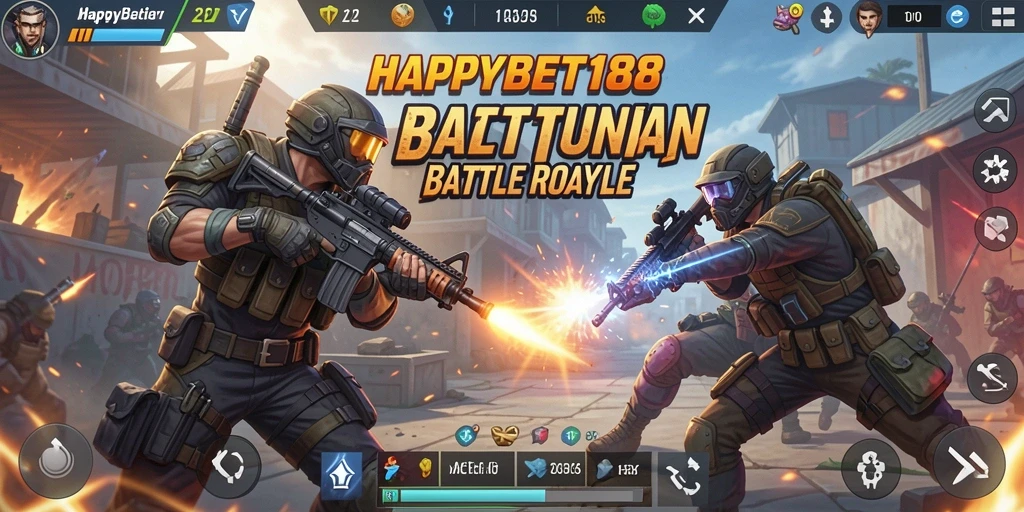 Tampilan screenshot <strong>HAPPYBET188</strong> yang menunjukkan aksi seru dalam pertarungan Battle Royale.