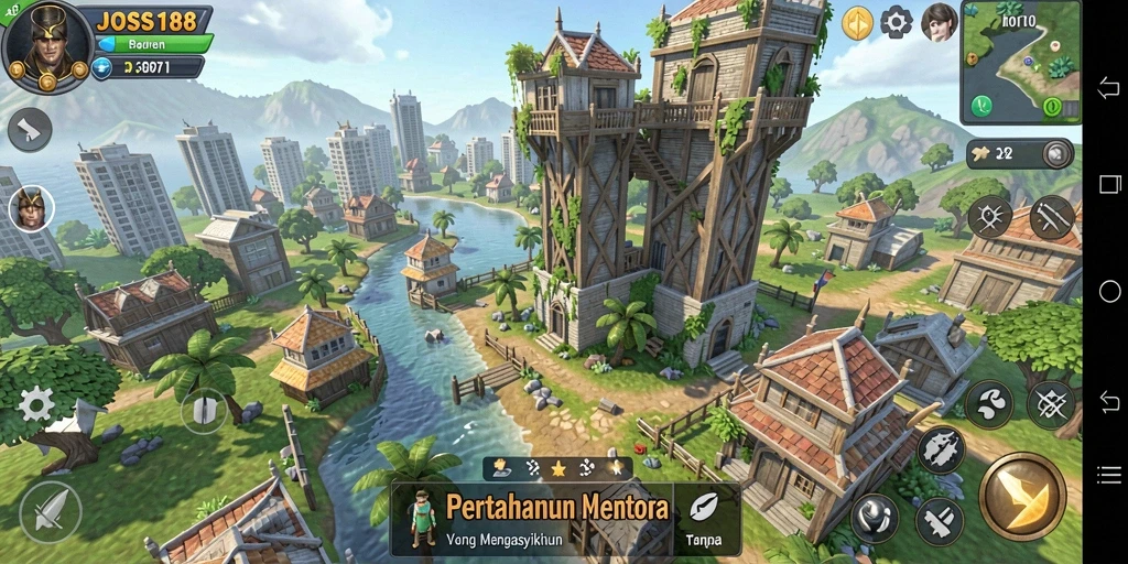 Tangkapan layar menampilkan aksi seru dalam permainan Tower Defense.
