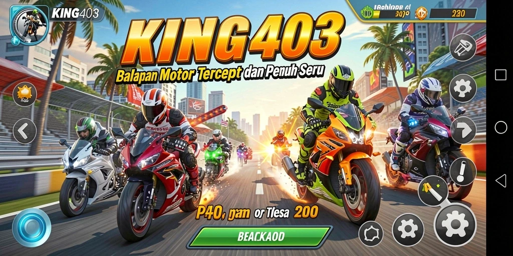 Screenshot gameplay menampilkan balapan motor seru dan menegangkan.