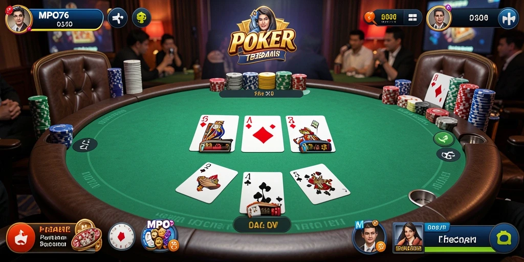 Tampilan gameplay seru dalam aplikasi MPO76 Poker.