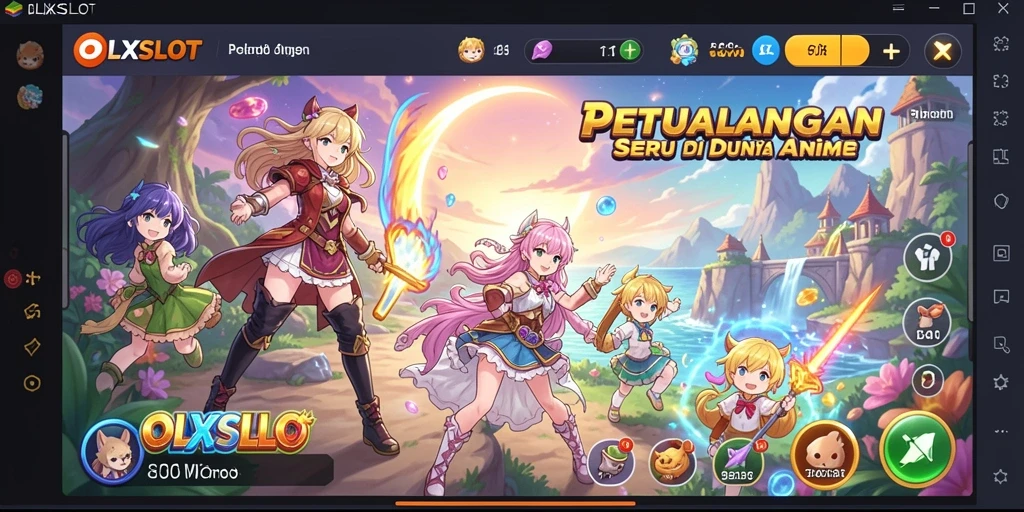 Screenshot gameplay OLXSLOT menampilkan karakter Anime menarik dan grafis yang mengesankan.