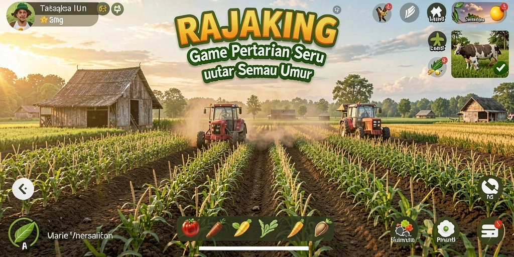 Tampilan gameplay RAJAKING yang menawan dan penuh warna.