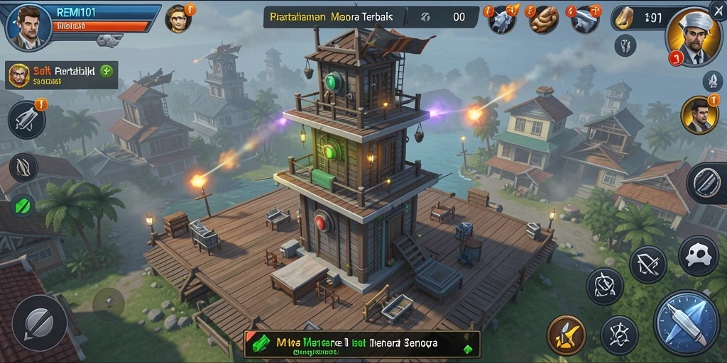Tampilan gameplay seru dan menantang dalam REMI101 dengan strategi Tower Defense.