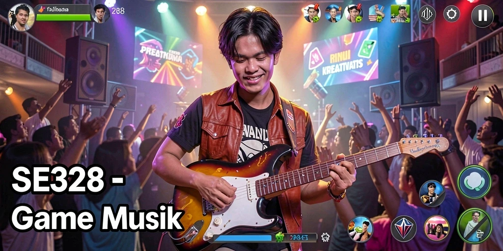 Tampilan gameplay SE328 menunjukkan interaksi pemain dengan musik secara real-time.