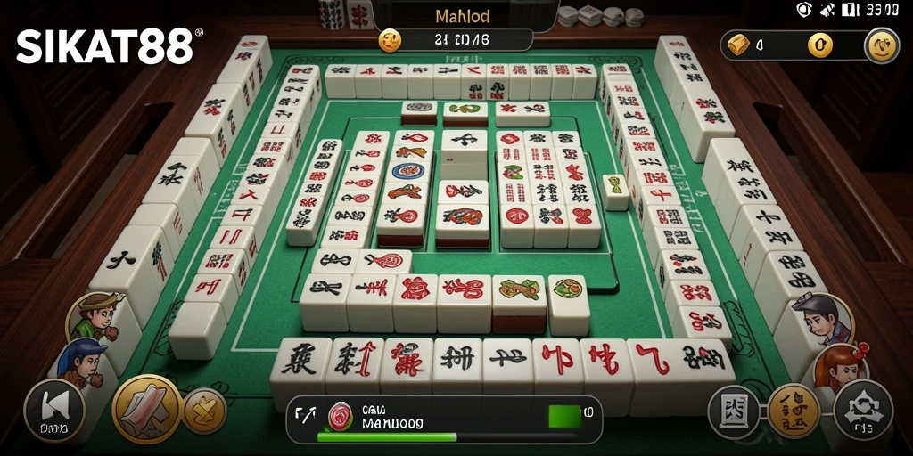 Tampilan gameplay SIKAT88 dengan elemen Mahjong yang menarik.