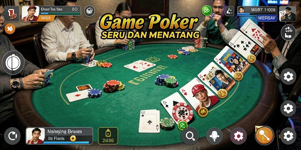 Screenshot gameplay WG87 yang menampilkan aksi poker mendebarkan.